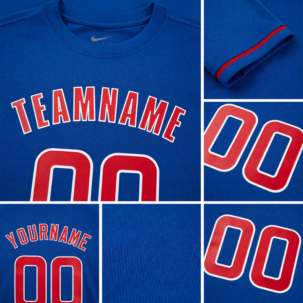 Custom Royal Red-White Performance T-Shirt detail