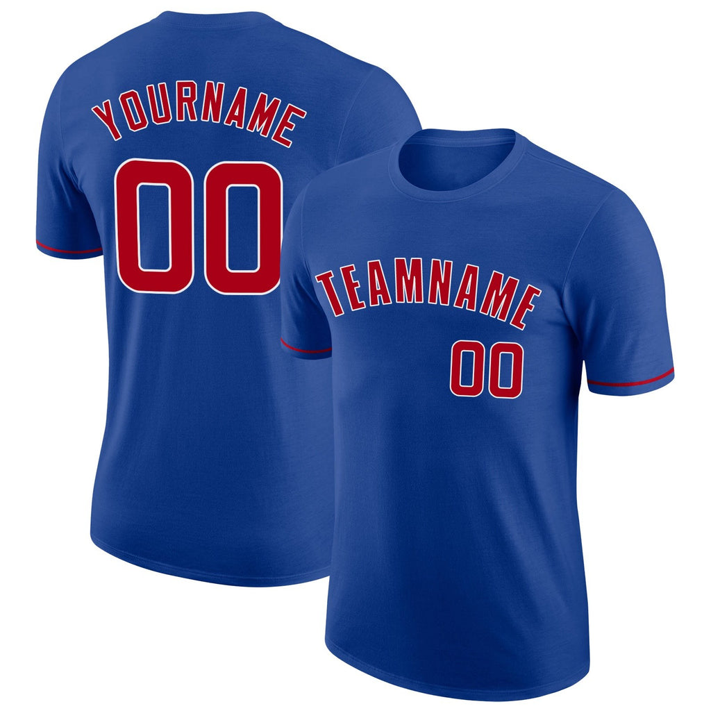 Custom Royal Red-White Performance T-Shirt photo 1