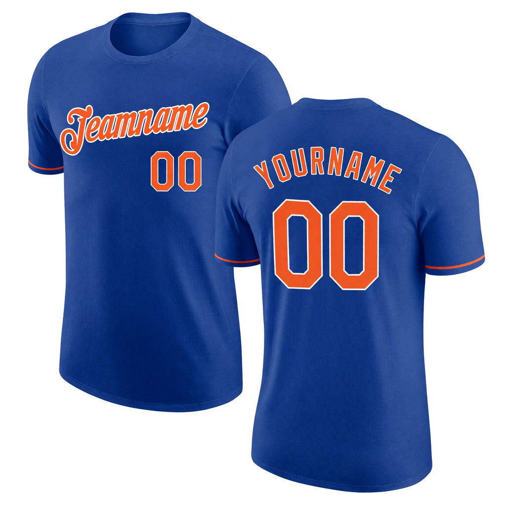 Custom Royal Orange-White Performance T-Shirt