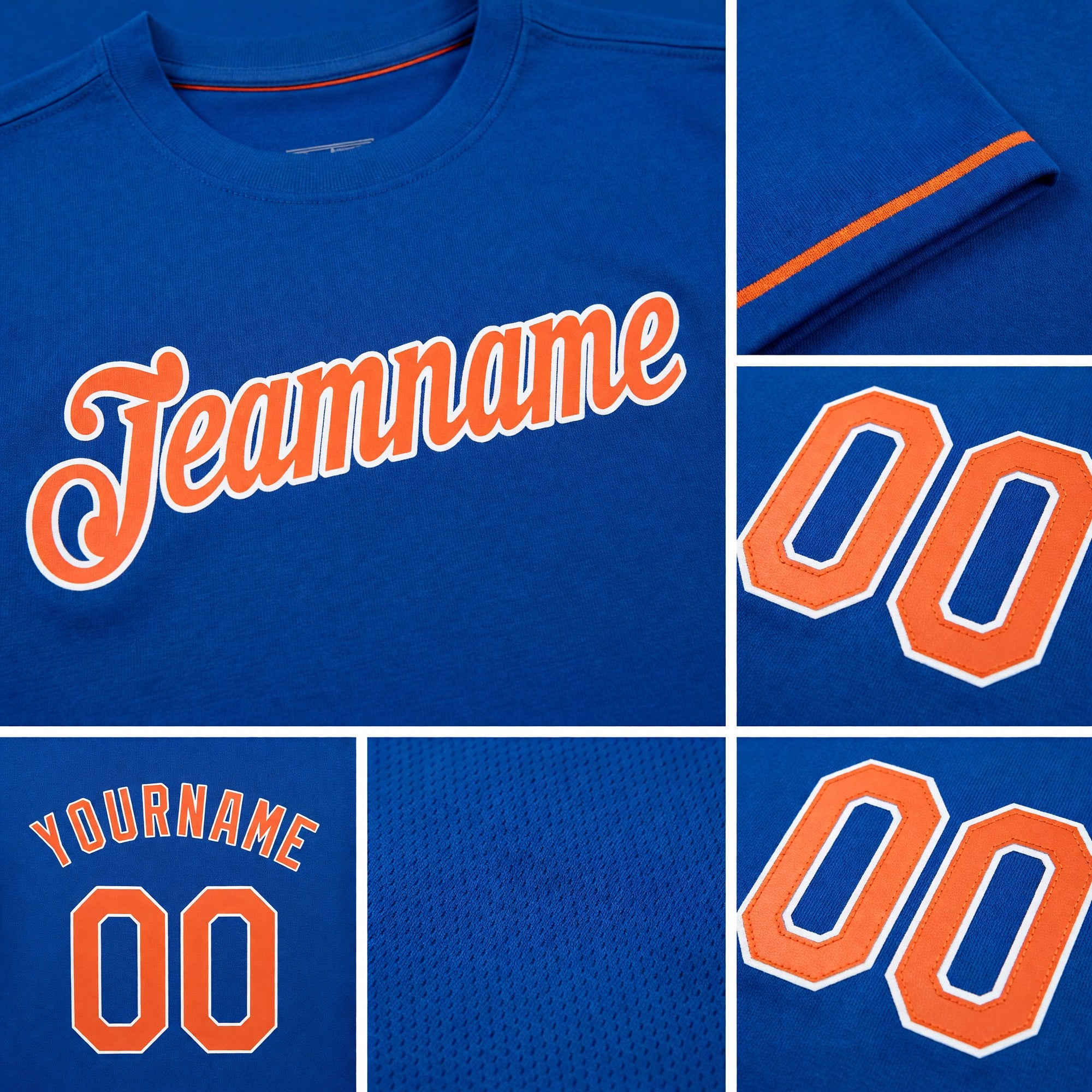 Custom Royal Orange-White Performance T-Shirt detail