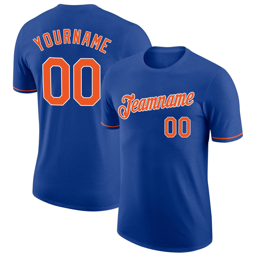 Custom Royal Orange-White Performance T-Shirt photo 1