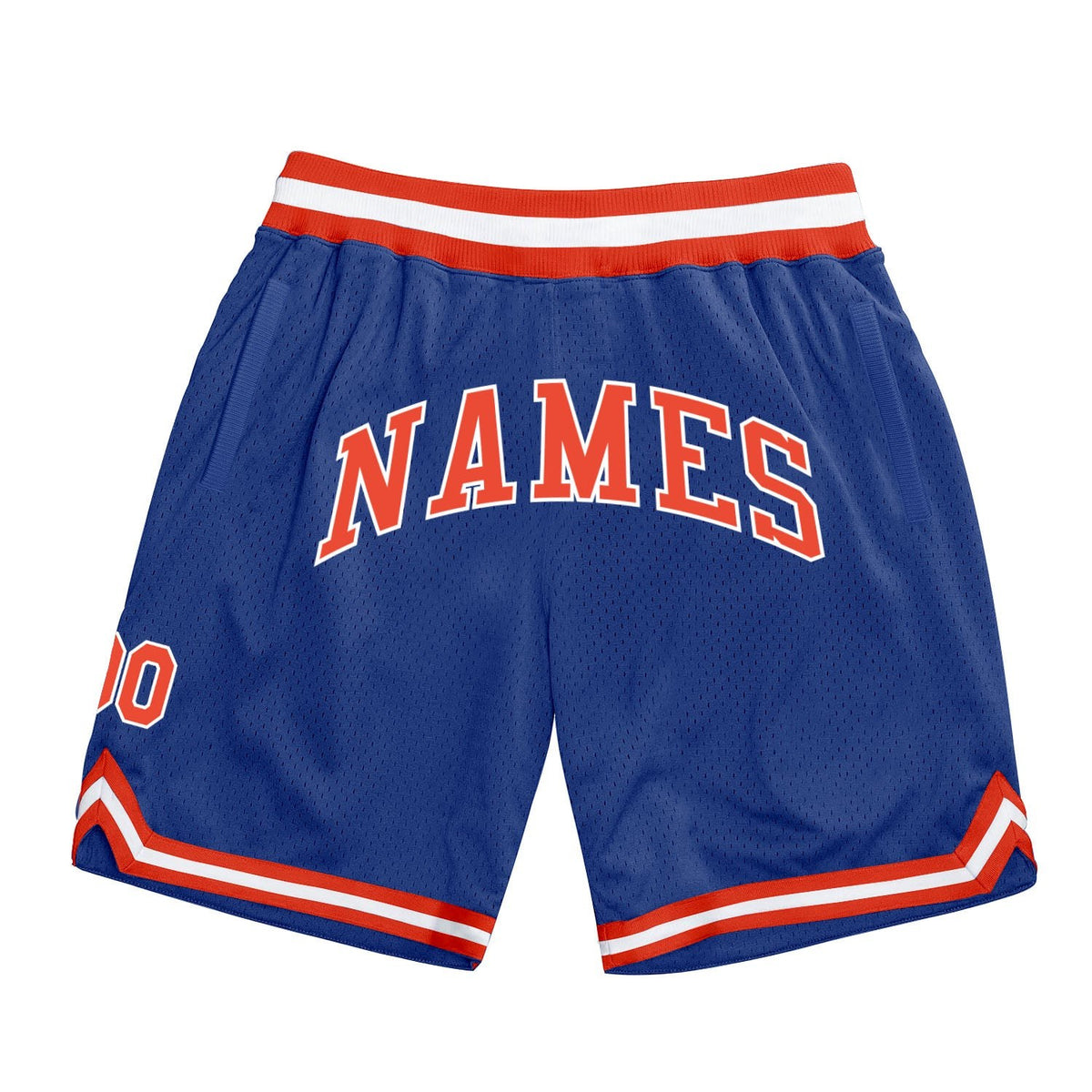 Custom Royal Orange-White Authentic Throwback Basketball Shorts photo 1