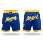 Custom Royal Gold-White Authentic Throwback Basketball Shorts