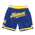 Custom Royal Gold-White Authentic Throwback Basketball Shorts photo 1
