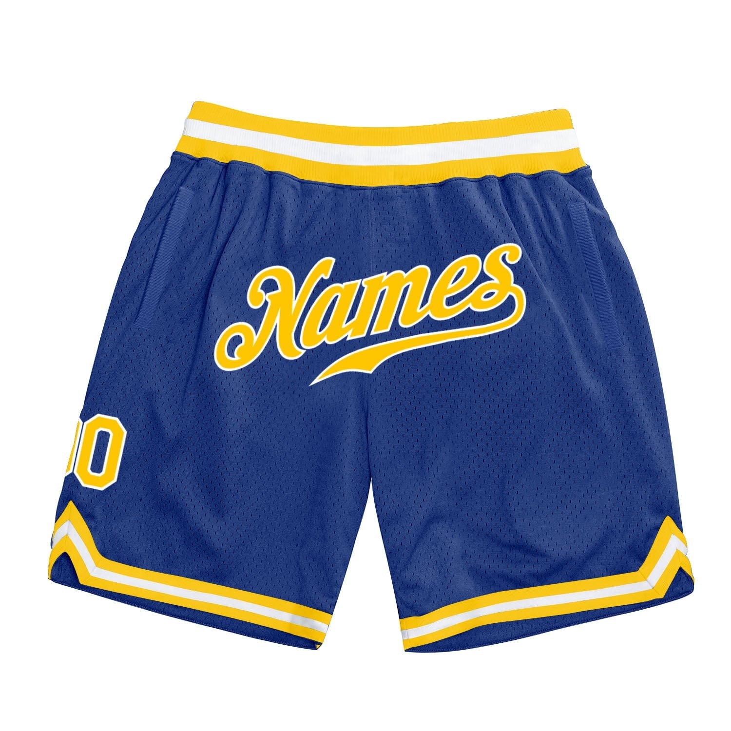 Custom Royal Gold-White Authentic Throwback Basketball Shorts photo 1