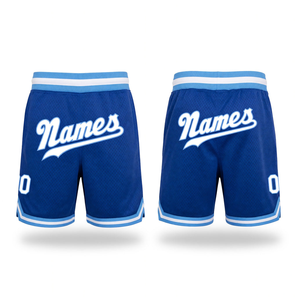 Custom Royal White-Light Blue Authentic Throwback Basketball Shorts