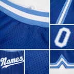 Custom Royal White-Light Blue Authentic Throwback Basketball Shorts detail