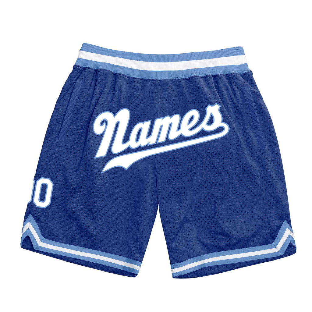 Custom Royal White-Light Blue Authentic Throwback Basketball Shorts photo 1