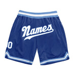 Custom Royal White-Light Blue Authentic Throwback Basketball Shorts photo 1