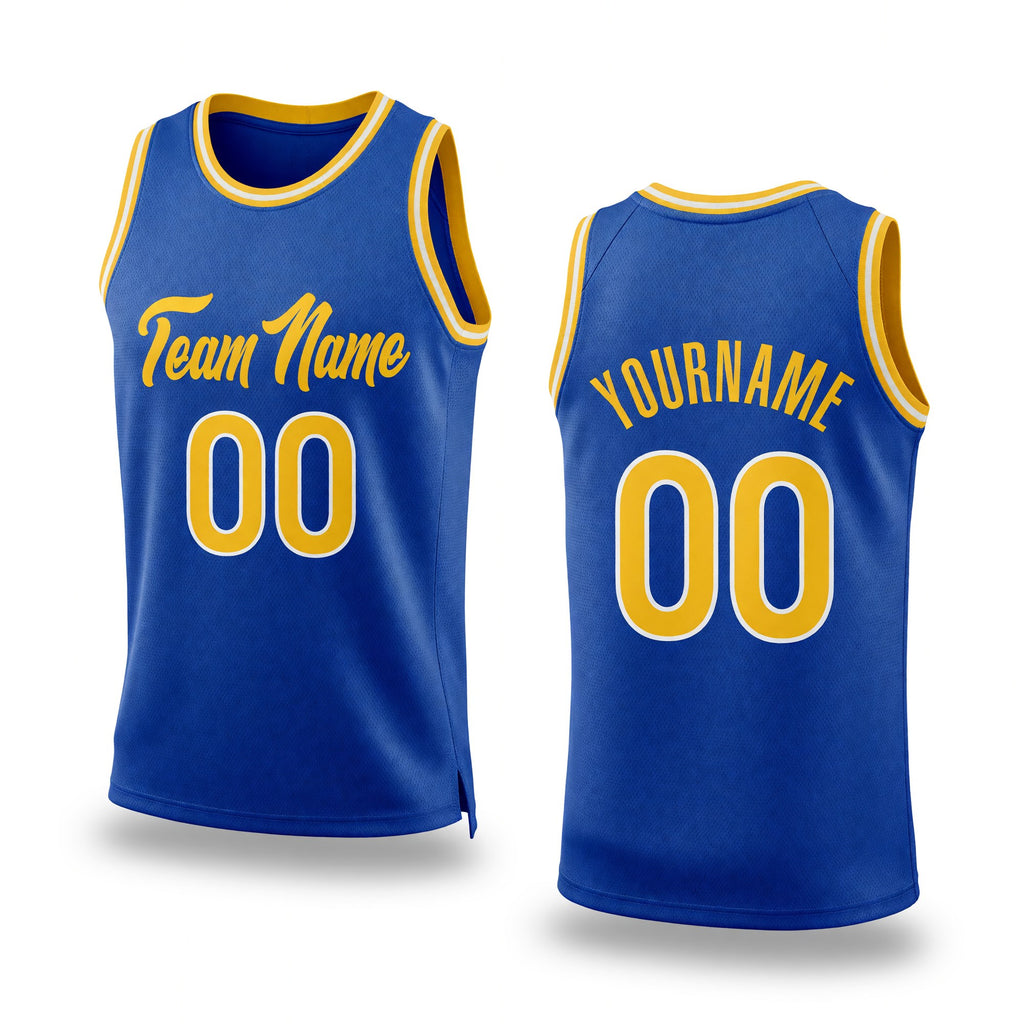Custom Royal Gold-White Authentic Throwback Basketball Jersey
