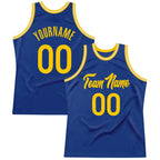 Custom Royal Gold-White Authentic Throwback Basketball Jersey photo 1