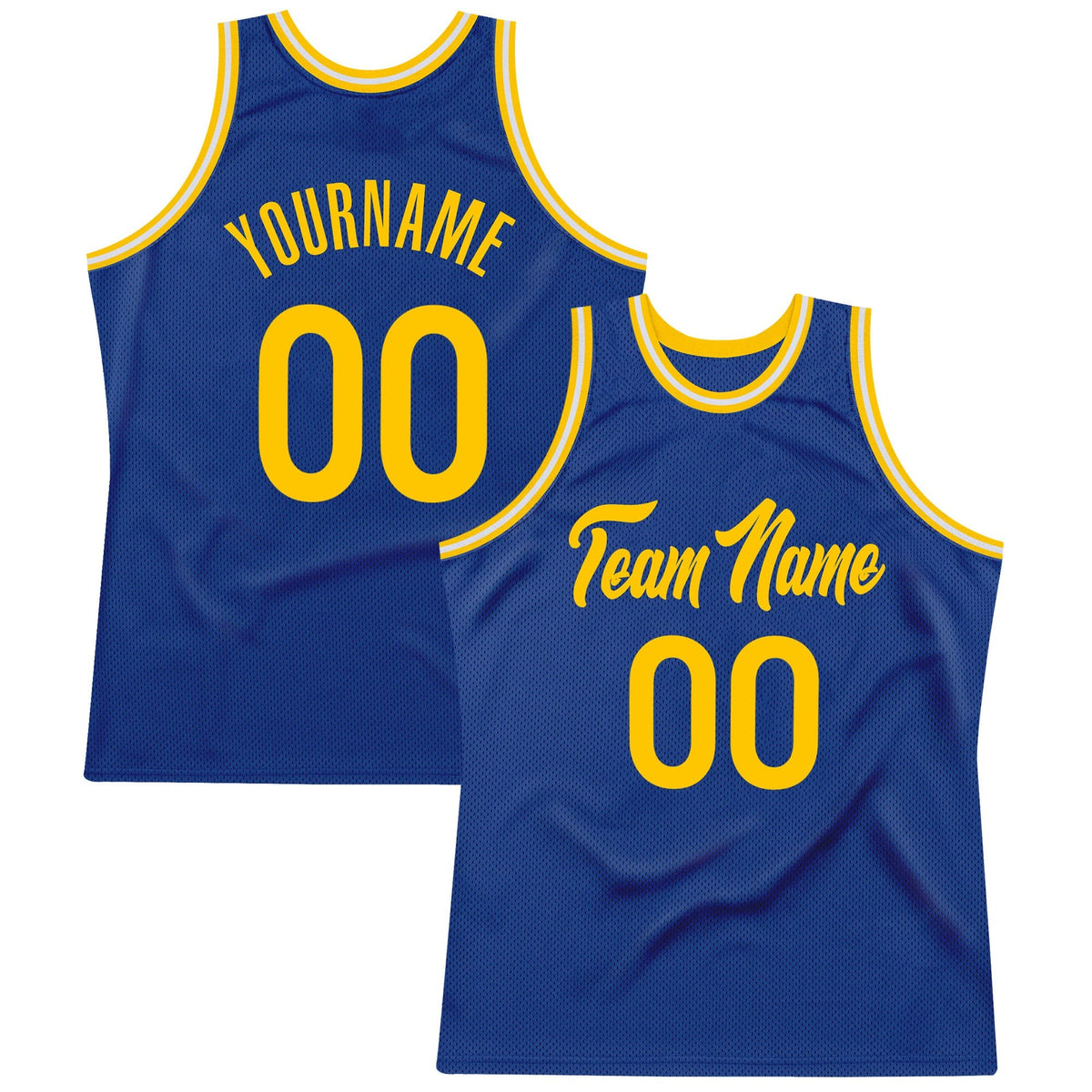 Custom Royal Gold-White Authentic Throwback Basketball Jersey photo 1
