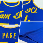 Custom Royal Gold-White Authentic Throwback Basketball Jersey photo 2