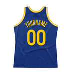 Custom Royal Gold-White Authentic Throwback Basketball Jersey photo 5