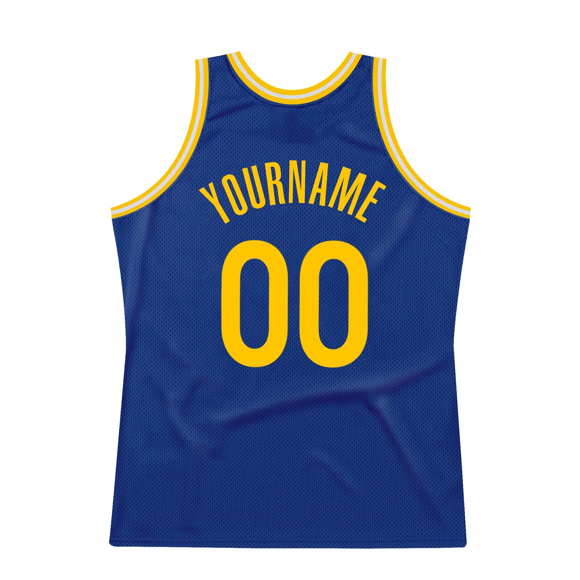 Custom Royal Gold-White Authentic Throwback Basketball Jersey photo 5