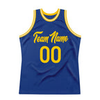 Custom Royal Gold-White Authentic Throwback Basketball Jersey photo 6