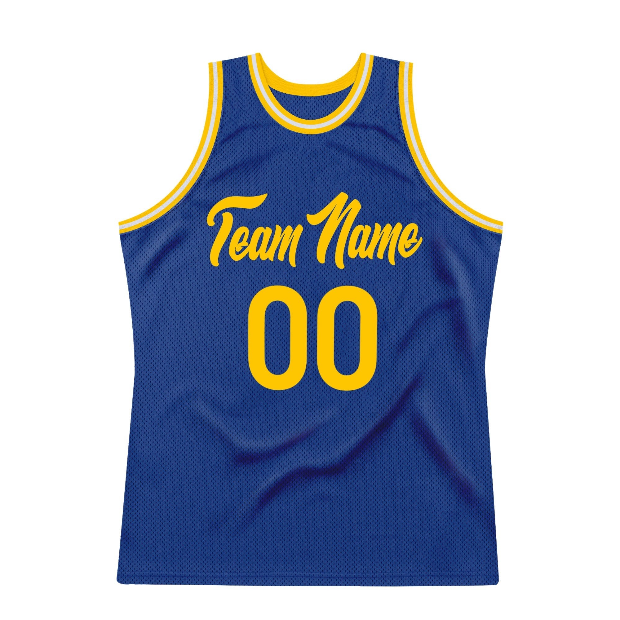 Custom Royal Gold-White Authentic Throwback Basketball Jersey photo 6
