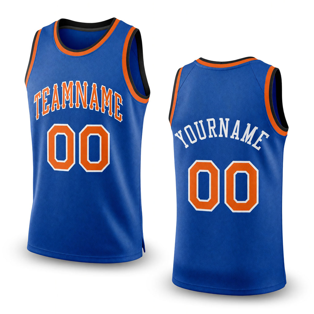 Custom Royal Orange-White Authentic Throwback Basketball Jersey