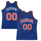 Custom Royal Orange-White Authentic Throwback Basketball Jersey photo 1