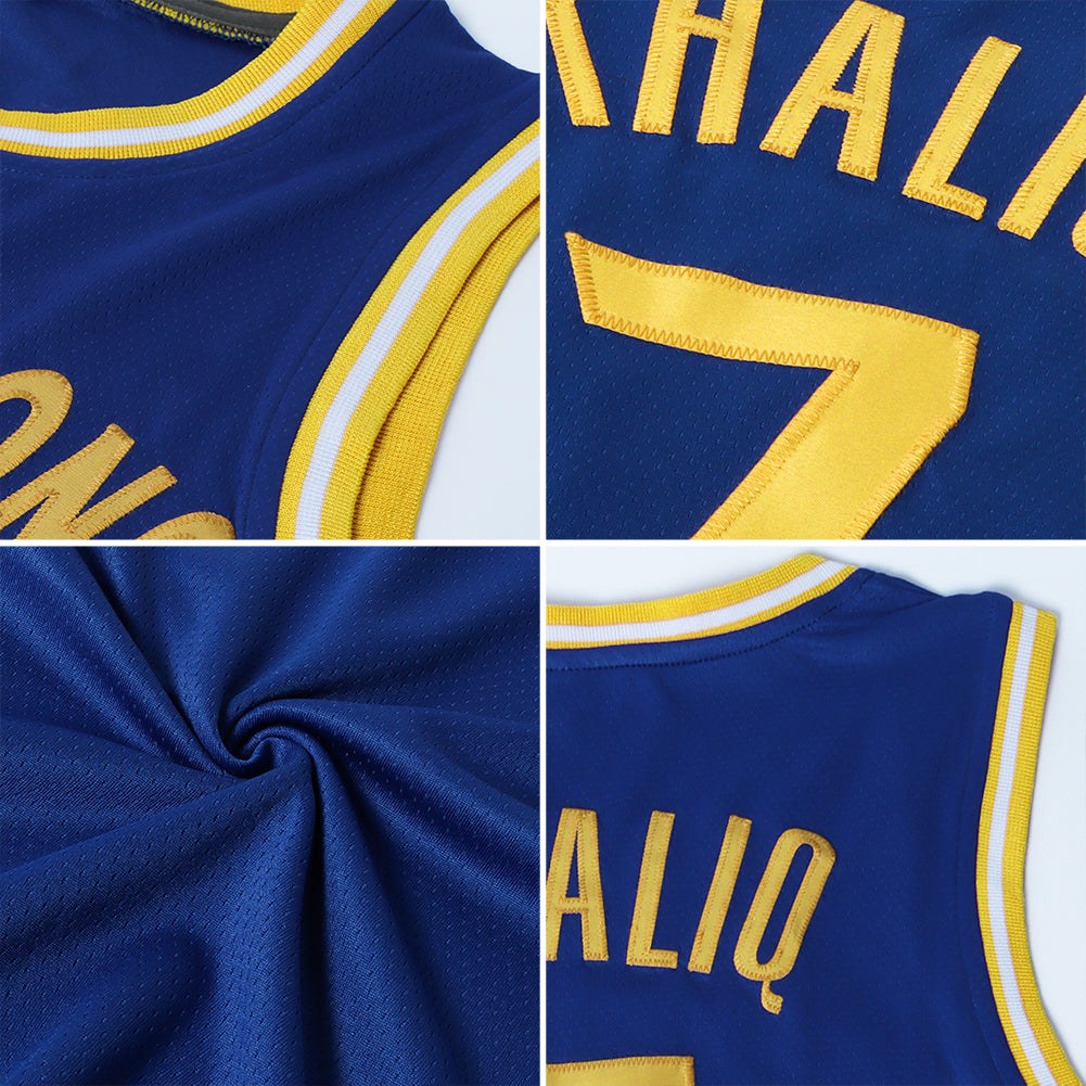 Custom Royal Orange-White Authentic Throwback Basketball Jersey photo 4