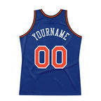 Custom Royal Orange-White Authentic Throwback Basketball Jersey photo 5