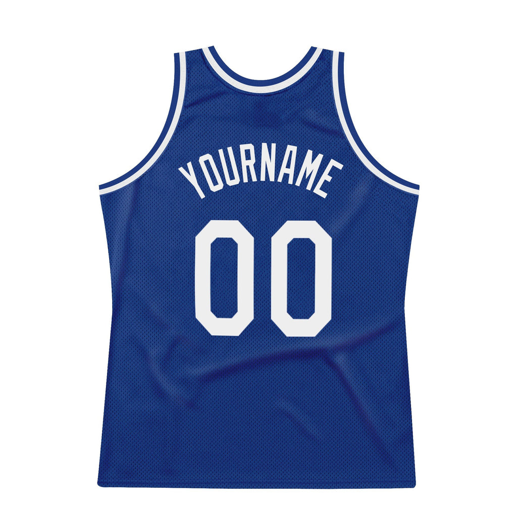 Custom Royal White-Red Authentic Throwback Basketball Jersey photo 5