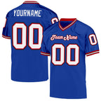 Custom Royal White-Red Mesh Authentic Throwback Football Jersey photo 1