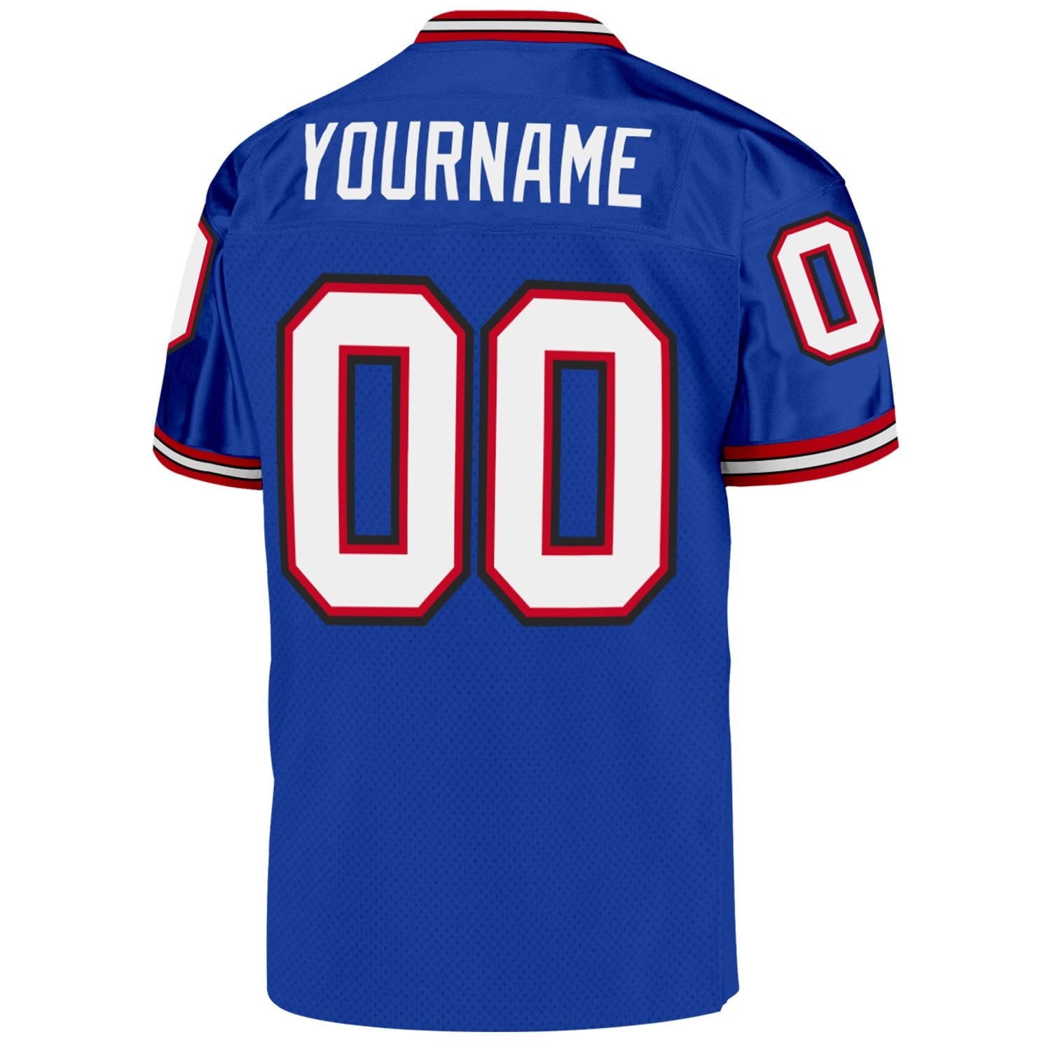 Custom Royal White-Red Mesh Authentic Throwback Football Jersey photo 3