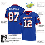 Custom Royal White-Red Mesh Authentic Throwback Football Jersey photo 4