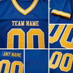 Custom Royal Gold-White Mesh Authentic Throwback Football Jersey detail