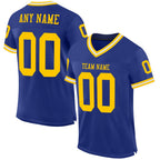 Custom Royal Gold-White Mesh Authentic Throwback Football Jersey photo 1