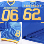 Custom Royal Gold-White Mesh Authentic Throwback Football Jersey photo 4