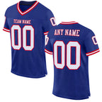 Custom Royal White-Red Mesh Authentic Throwback Football Jersey