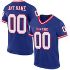 Custom Royal White-Red Mesh Authentic Throwback Football Jersey photo 1