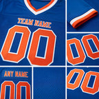 Custom Royal Orange-White Mesh Authentic Throwback Football Jersey detail