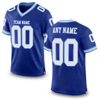 Custom Royal White-Light Blue Mesh Authentic Throwback Football Jersey