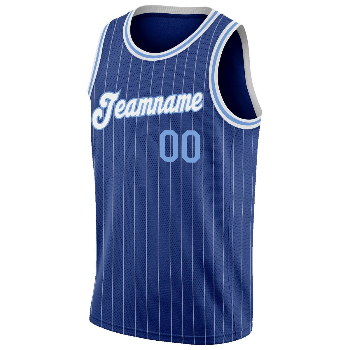 Custom Royal White Pinstripe Light Blue-White Authentic Basketball Jersey photo 4
