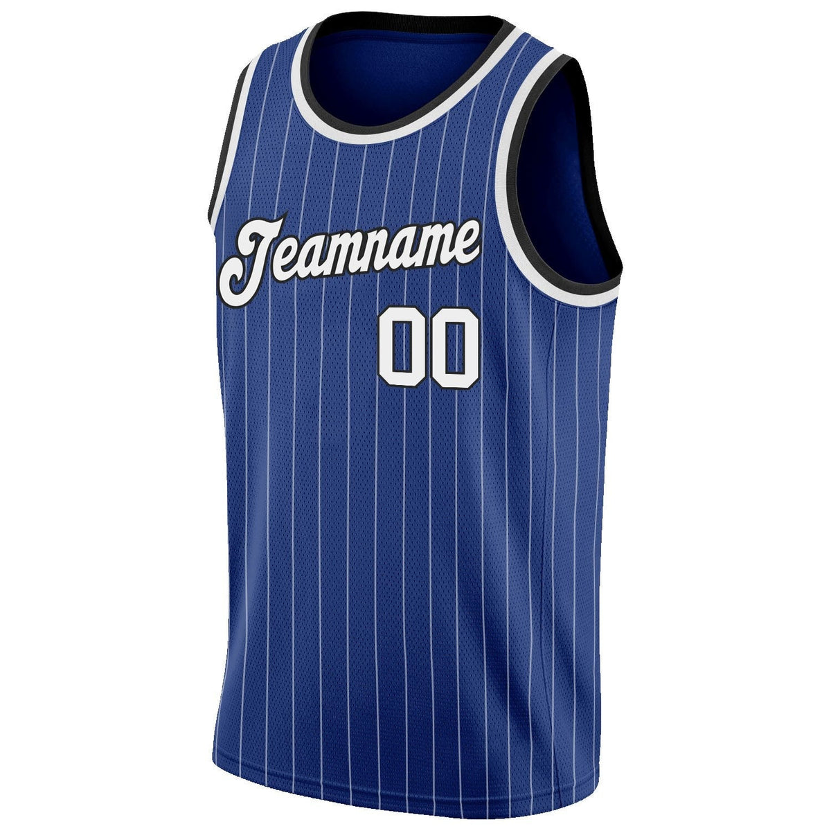 Custom Royal White Pinstripe White-Black Authentic Basketball Jersey photo 4