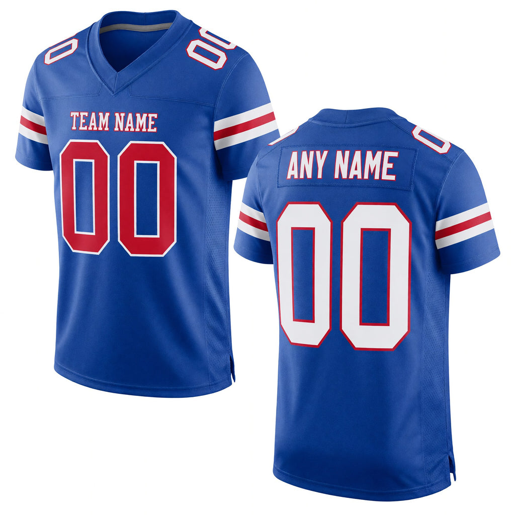 Custom Royal White-Red Mesh Authentic Football Jersey