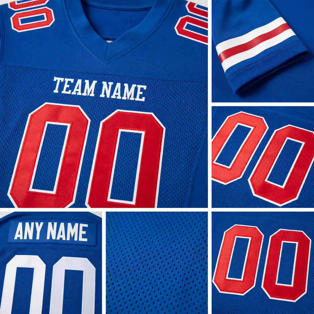 Custom Royal White-Red Mesh Authentic Football Jersey detail