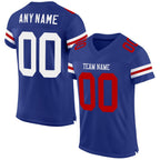 Custom Royal White-Red Mesh Authentic Football Jersey photo 1