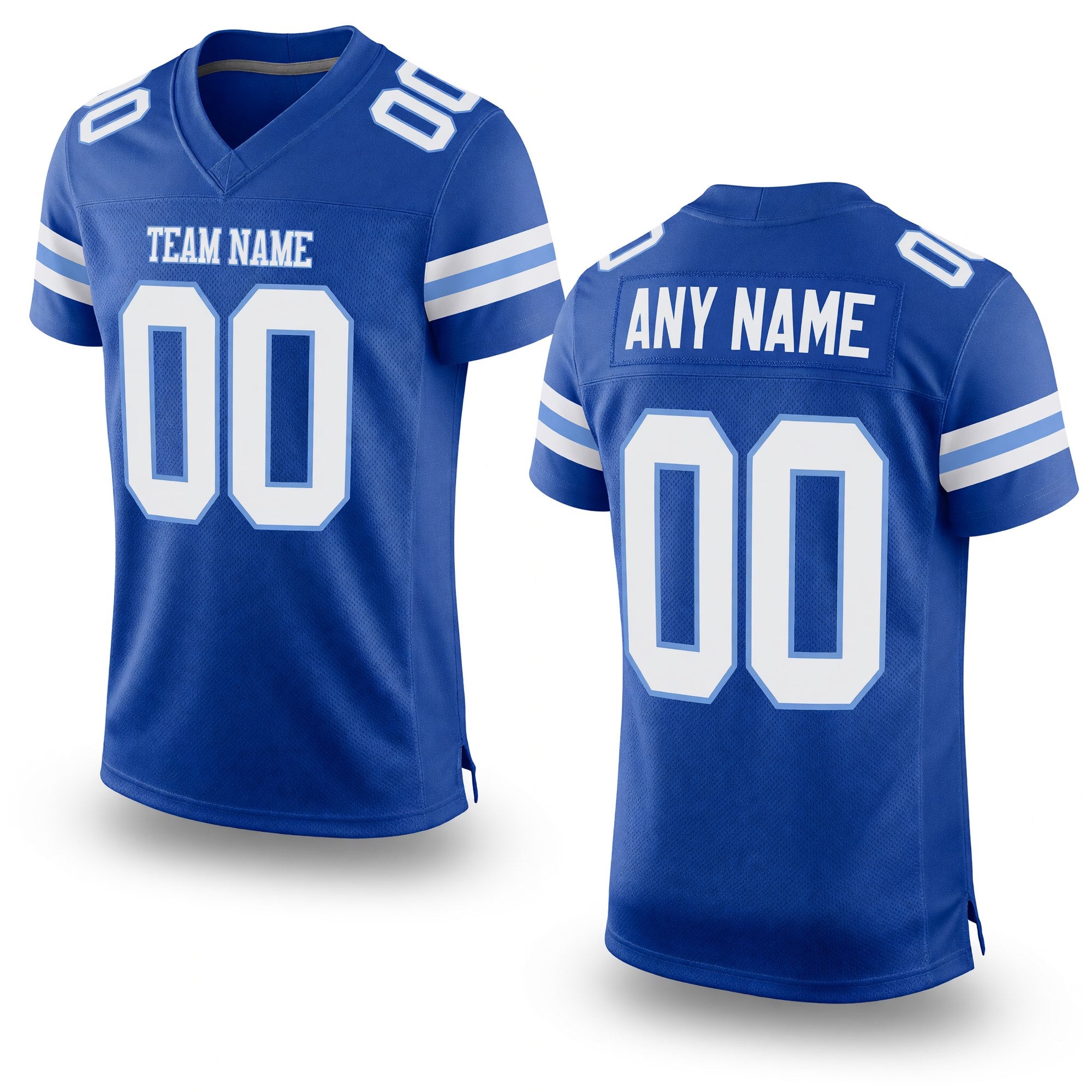 Custom Royal White-Light Blue Mesh Authentic Football Jersey