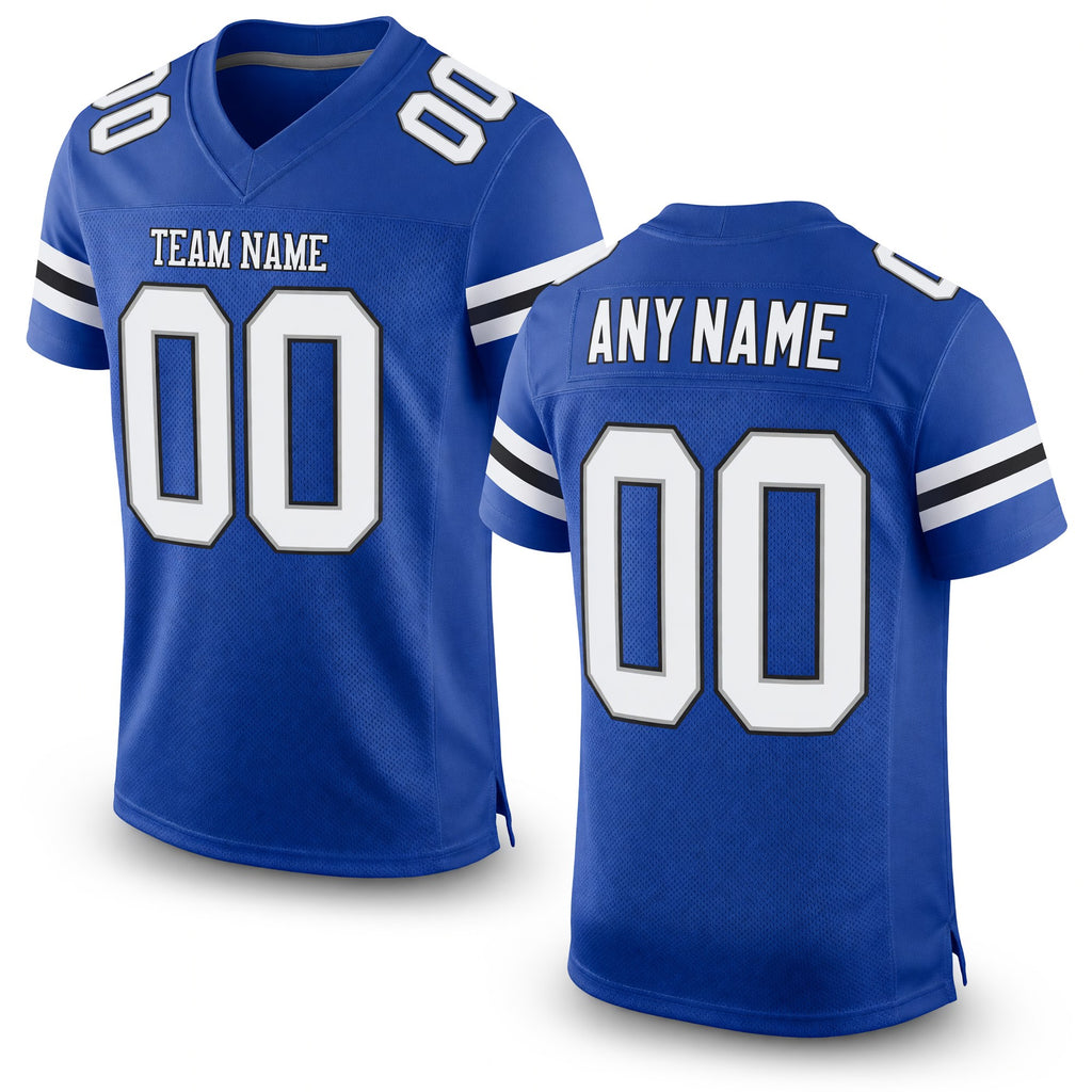 Custom Royal White-Black Mesh Authentic Football Jersey