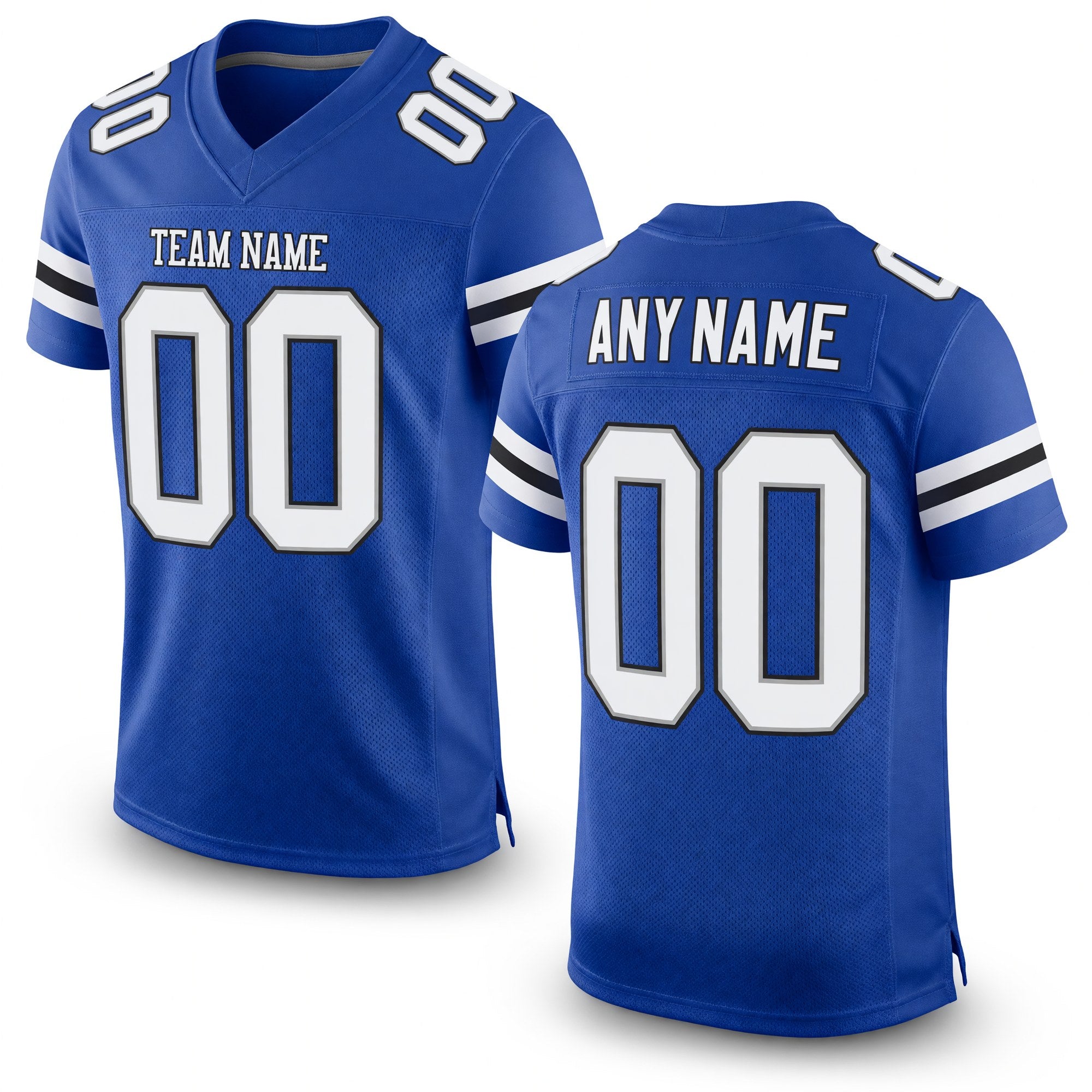 Custom Royal White-Black Mesh Authentic Football Jersey