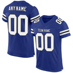Custom Royal White-Black Mesh Authentic Football Jersey photo 1