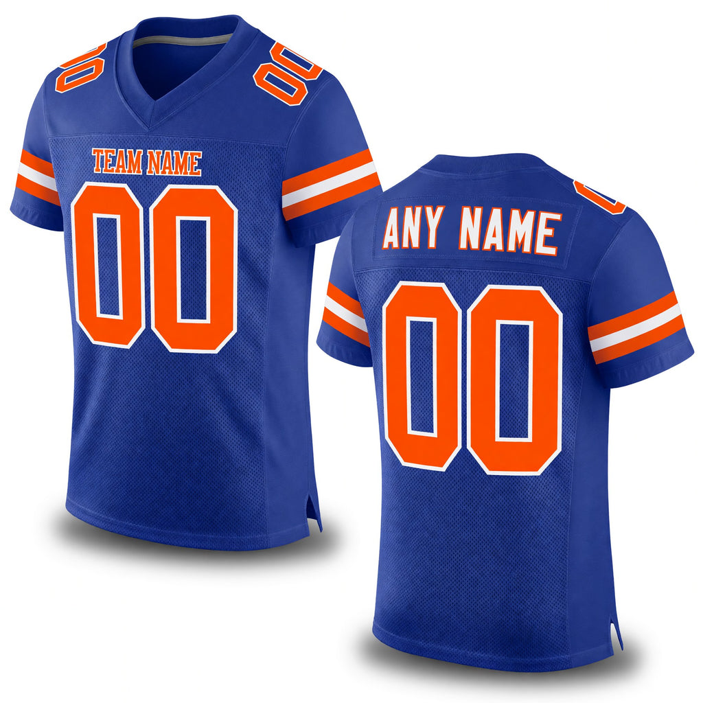 Custom Royal Orange-White Mesh Authentic Football Jersey