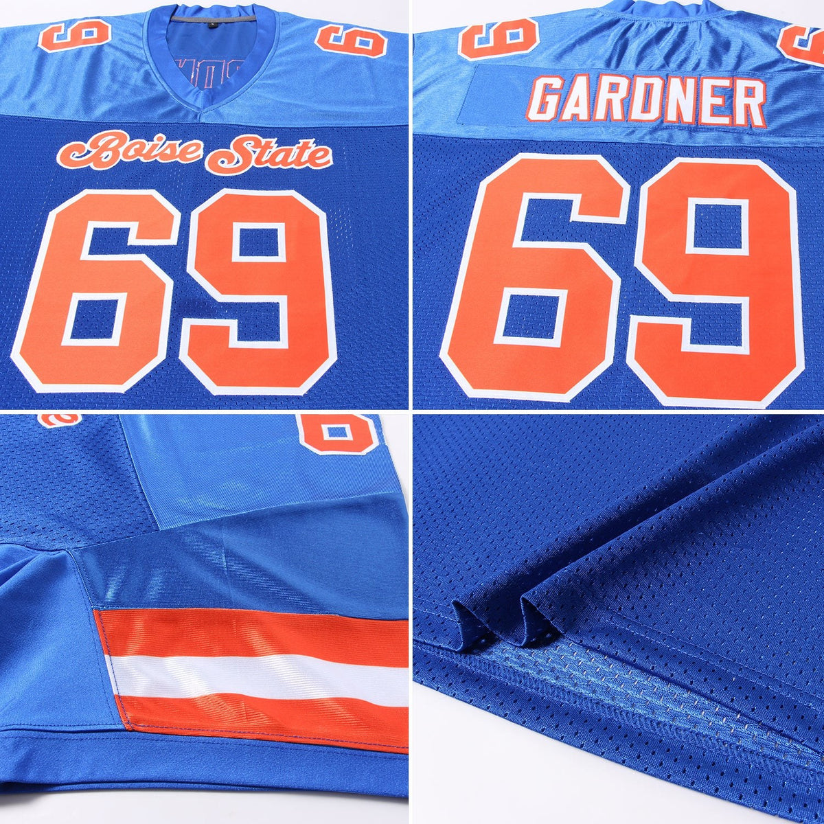 Custom Royal Orange-White Mesh Authentic Football Jersey photo 4