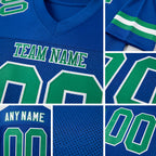 Custom Royal Kelly Green-White Mesh Authentic Football Jersey detail