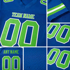 Custom Royal Neon Green-White Mesh Authentic Football Jersey detail
