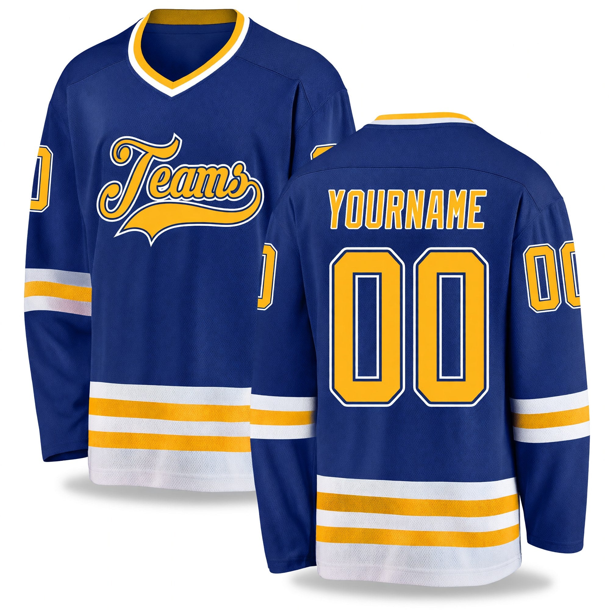 Custom Royal Gold-White Hockey Jersey